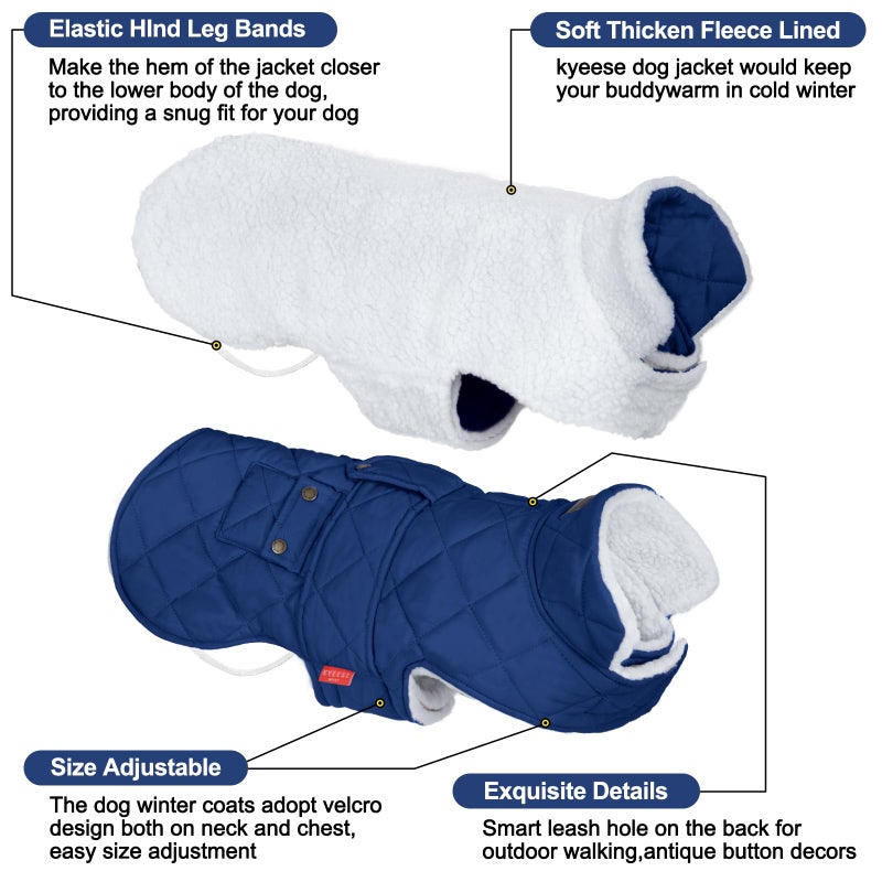 KYEESE Dog Coat Waterproof Dogs Jacket with Fleece Lined Windproof Dog Coats for Small Dogs Thick Pets Clothes with Pocket Soft Pet Sweater for Cold Weather Warm Pet Winter Puffer Coat with Leash Hole - Image 5